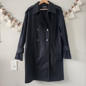 Something Navy Black Easy Oversize Trench Coat Longline Double Breasted Office S